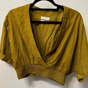 Olive green linen crop top